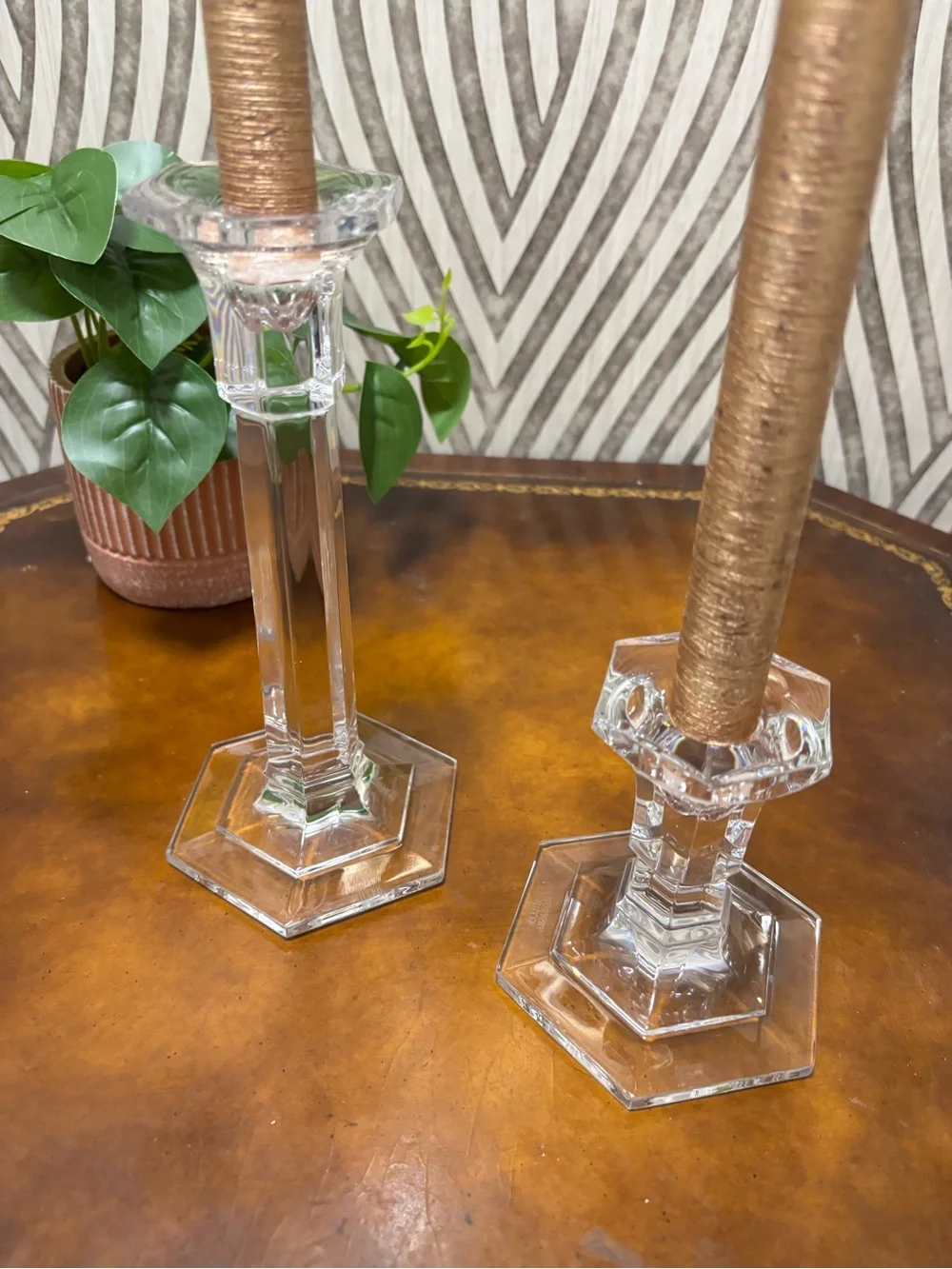 Two beautiful crystal glass Miller Rogaska candle sticks
